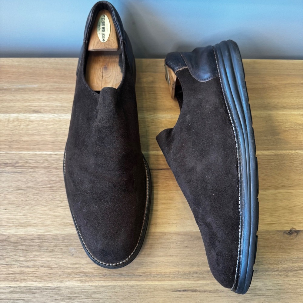Donald J Pliner Erling-LF Men 14 M Brown Suede Leather Slip On Loafers Shoes